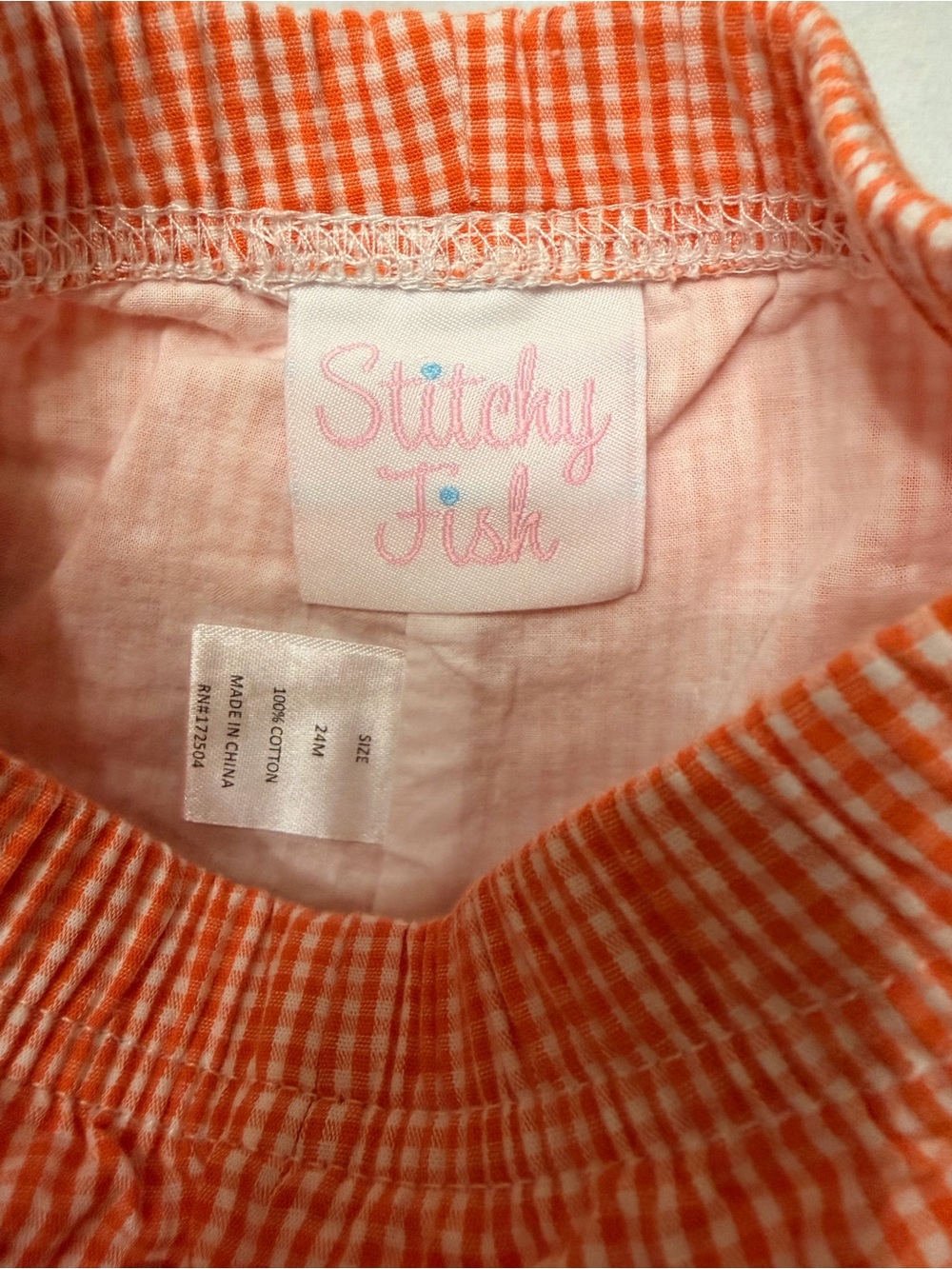 Orange Gingham Shorts and Puppy Appliqué Tee Set - Kids - Picture 3 of 4